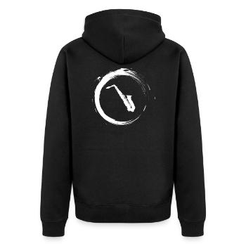 Saxofon - Unisex Premium Bio Zip Hoodie - Schwarz - Hinten - Nico (187cm)