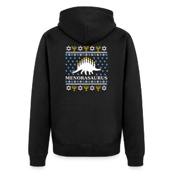 Menorasaurus - Tolle Geschenkidee Juden, Chanuka - Unisex Premium Bio Zip Hoodie - Schwarz - Hinten - Nico (187cm)