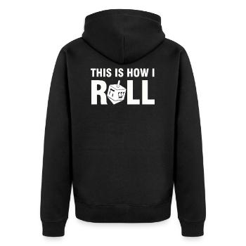 Kreisel Roll - Tolle Geschenkidee Juden, Chanuka - Unisex Premium Bio Zip Hoodie - Schwarz - Hinten - Nico (187cm)