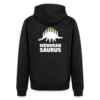 Menorasaurus - Tolle Geschenkidee Juden, Chanuka - Unisex Premium Bio Zip Hoodie - Schwarz - Hinten - Nico (187cm)