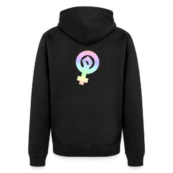 Feminismus | Sexismus feminin Frau Gender Geschenk - Unisex Premium Bio Zip Hoodie - Schwarz - Hinten - Nico (187cm)