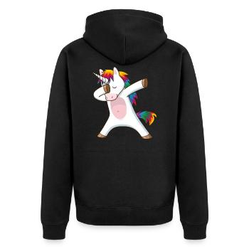 dabbing einhorn - Unisex Premium Bio Zip Hoodie - Schwarz - Hinten - Nico (187cm)
