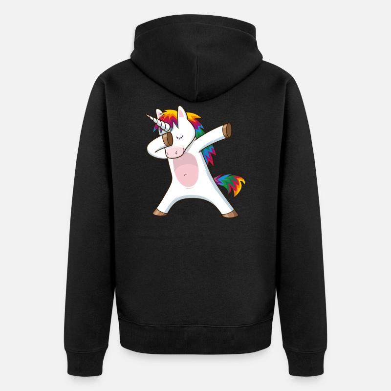 dabbing einhorn - Unisex Premium Bio Zip Hoodie - Schwarz