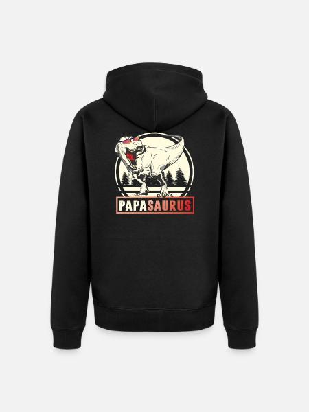 PAPASAURUS - Unisex Premium Organic Zip Hoodie - black