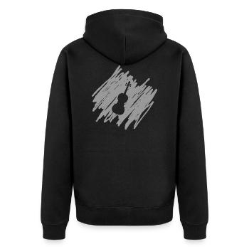 Violine - Unisex Premium Bio Zip Hoodie - Schwarz - Hinten - Nico (187cm)