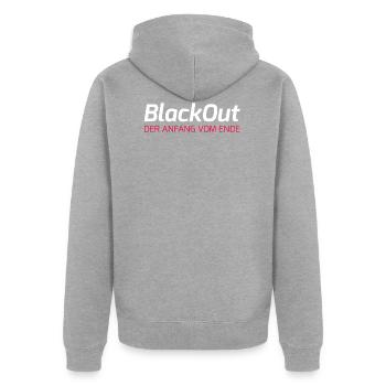 Lifestyle Blackout - Unisex Premium Bio Zip Hoodie - Grau meliert - Hinten - Nico (187cm)