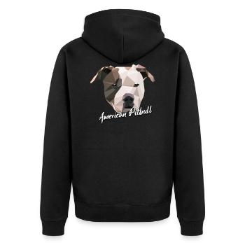 American Pitbull Polygon Amstaf Hunde Geschenk - Unisex Premium Bio Zip Hoodie - Schwarz - Hinten - Nico (187cm)