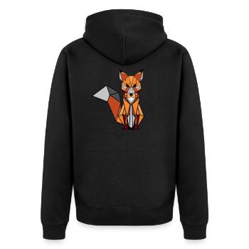 Geometrischer Fuchs - Unisex Premium Bio Zip Hoodie - Schwarz - Hinten - Nico (187cm)