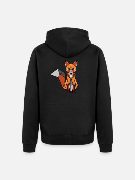 Geometric fox - Unisex Premium Organic Zip Hoodie - black
