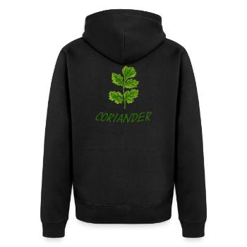 Coriander with lettering - Unisex Premium Organic Zip Hoodie - black - Back - Nico (187cm)
