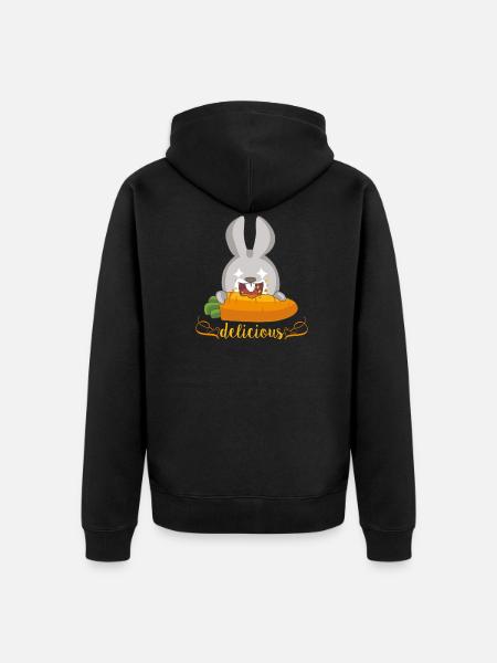 delicious - Rabbit - Unisex Premium Organic Zip Hoodie - black