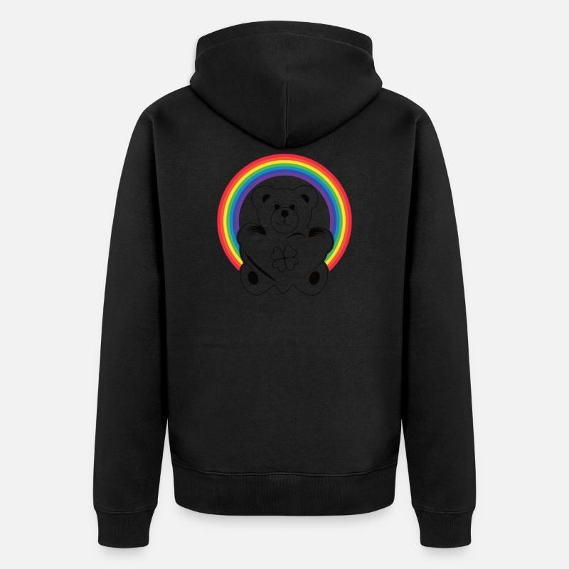ours en peluche avec arc-en-ciel et coeur - Veste à capuche bio Premium Unisexe - noir