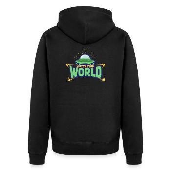 Ufo Universum Fliegende Untertasse Sterne Geschenk - Unisex Premium Bio Zip Hoodie - Schwarz - Hinten - Nico (187cm)