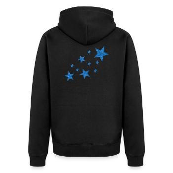 Blaue Sterne mit Schnee - Unisex Premium Bio Zip Hoodie - Schwarz - Hinten - Nico (187cm)