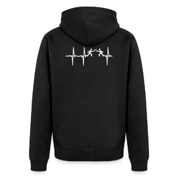 Heartbeat Fencing - Unisex Premium Bio Zip Hoodie - Schwarz - Hinten - Nico (187cm)