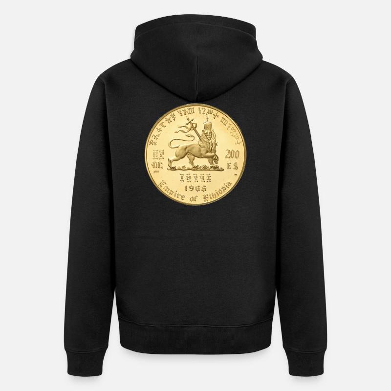 Lion de Juda - Jah Rastafari Roots Rasta Reggae - Veste à capuche bio Premium Unisexe - noir