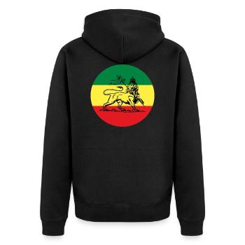 Lion of Judah - Jah Rastafari Reggae Rasta Flag - Unisex Premium Bio Zip Hoodie - Schwarz - Hinten - Nico (187cm)