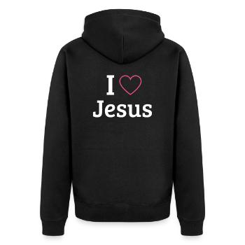 J'aime Jésus - Veste à capuche bio Premium Unisexe - noir - Dos - Nico (187cm)