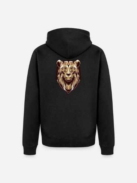 lion - Unisex Premium Organic Zip Hoodie - black