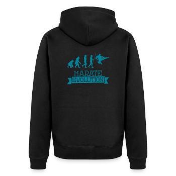 Karate Evolution - Unisex Premium Bio Zip Hoodie - Schwarz - Hinten - Nico (187cm)