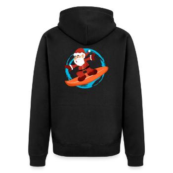 Christmas Santa Claus Surfing - Gift Idea - Unisex Premium Organic Zip Hoodie - black - Back - Nico (187cm)