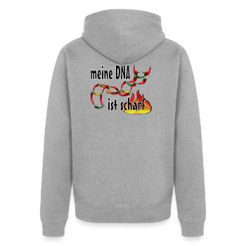 sharp DNA - Unisex Premium Organic Zip Hoodie - heather grey - Back - Nico (187cm)