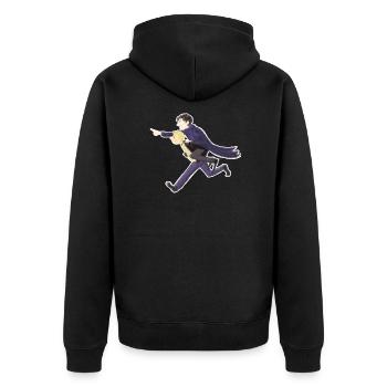 Bereit für die Untersuchung! - Unisex Premium Bio Zip Hoodie - Schwarz - Hinten - Nico (187cm)