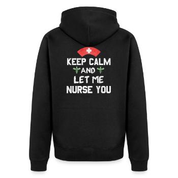 Keep Calm Krankenschwester Geschenk - Unisex Premium Bio Zip Hoodie - Schwarz - Hinten - Nico (187cm)