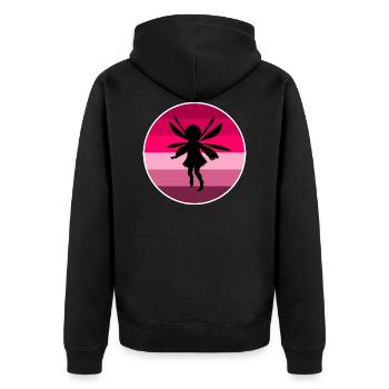 Fee - Unisex Premium Bio Zip Hoodie - Schwarz - Hinten - Nico (187cm)