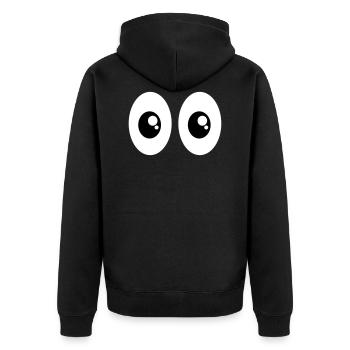 Lustige Comic Cartoon Augen Witzig Geschenk Frech - Unisex Premium Bio Zip Hoodie - Schwarz - Hinten - Nico (187cm)