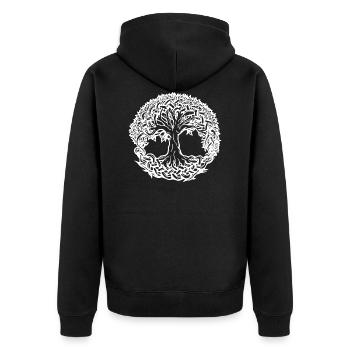 Lebensbaum Boho Weiß Natur Keltisch Geschenk norse - Unisex Premium Bio Zip Hoodie - Schwarz - Hinten - Nico (187cm)