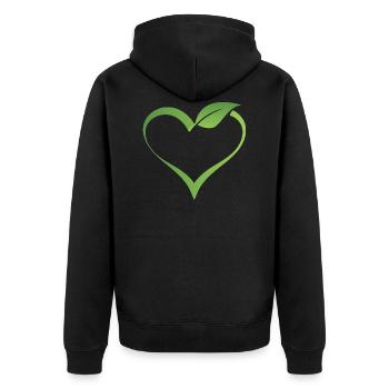 Vegan végétalien coeur cadeau feuille amour végétarien - Veste à capuche bio Premium Unisexe - noir - Dos - Nico (187cm)