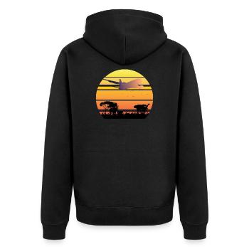 Savanne travel - Unisex Premium Bio Zip Hoodie - Schwarz - Hinten - Nico (187cm)