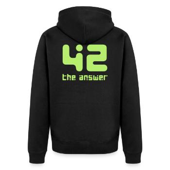 42, die Antwort Galaxis Science Fiction UFO Rakete - Unisex Premium Bio Zip Hoodie - Schwarz - Hinten - Nico (187cm)