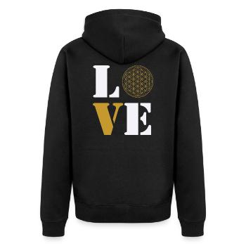 Amour fleur de vie - Veste à capuche bio Premium Unisexe - noir - Dos - Nico (187cm)