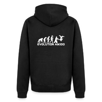 EVOLUTION AIKIDO - Unisex Premium Organic Zip Hoodie - black - Back - Nico (187cm)