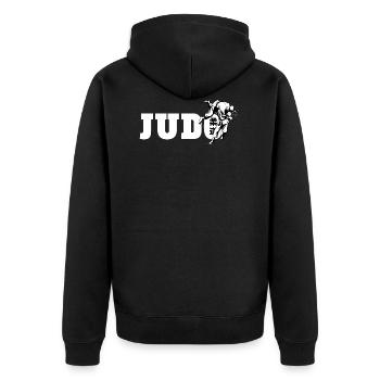 Judo - Unisex Premium Organic Zip Hoodie - black - Back - Nico (187cm)