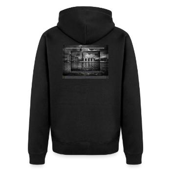 Hamburg City - Unisex Premium Organic Zip Hoodie - black - Back - Nico (187cm)