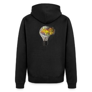 Explodierende Glühbirne Birne Lampe Erde Welt - Unisex Premium Bio Zip Hoodie - Schwarz - Hinten - Nico (187cm)