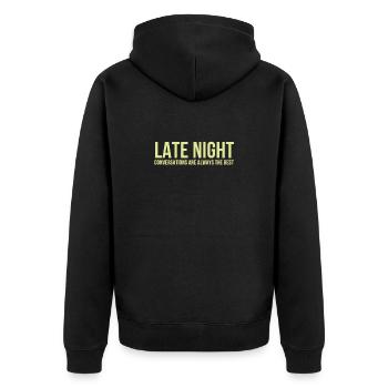 Late Night | Vibes Inspiration Saying Gift - Unisex Premium Organic Zip Hoodie - black - Back - Nico (187cm)