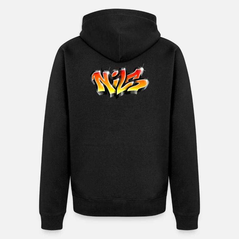 Graffiti NILS Print on everything - Unisex Premium Bio Zip Hoodie - Schwarz