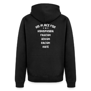 NO PLACE FOR SEXISM ETC. - Veste à capuche bio Premium Unisexe - noir - Dos - Nico (187cm)