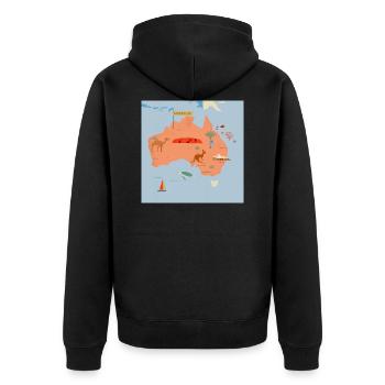 Australia - Unisex Premium Bio Zip Hoodie - Schwarz - Hinten - Nico (187cm)