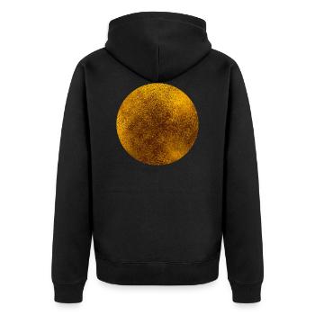 CIRCLES KREISE GOLD 1 - Unisex Premium Bio Zip Hoodie - Schwarz - Hinten - Nico (187cm)