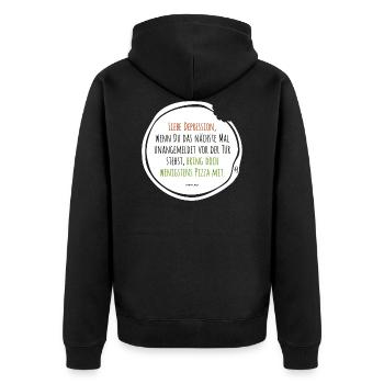 Depression Pizza - Unisex Premium Bio Zip Hoodie - Schwarz - Hinten - Nico (187cm)