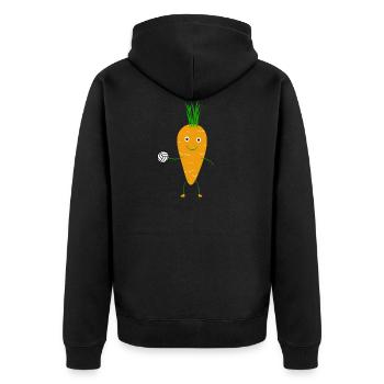 Karotte Möhre Volleyball Gemüse Vegetarier Veganer - Unisex Premium Bio Zip Hoodie - Schwarz - Hinten - Nico (187cm)