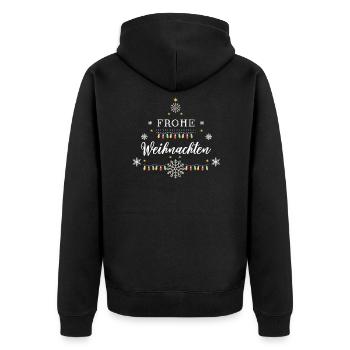 Frohe Weihnachten - Unisex Premium Bio Zip Hoodie - Schwarz - Hinten - Nico (187cm)