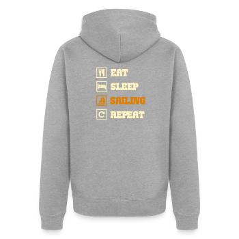 segeln segelsport segelboot - Unisex Premium Bio Zip Hoodie - Grau meliert - Hinten - Nico (187cm)