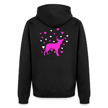 Chihuahua - Unisex Premium Bio Zip Hoodie - Schwarz - Hinten - Nico (187cm)