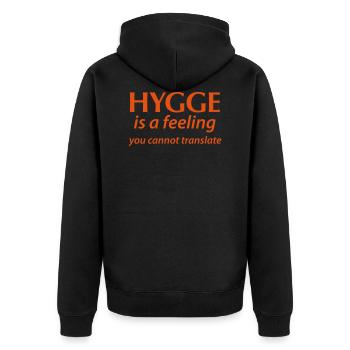 Hygge est un sentiment Vous ne pouvez pas traduire le bonheur oui! - Veste à capuche bio Premium Unisexe - noir - Dos - Nico (187cm)